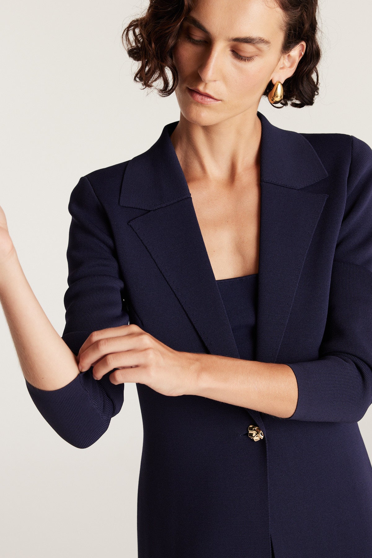 Crepe Knit Coat - Indigo-Perri Cutten