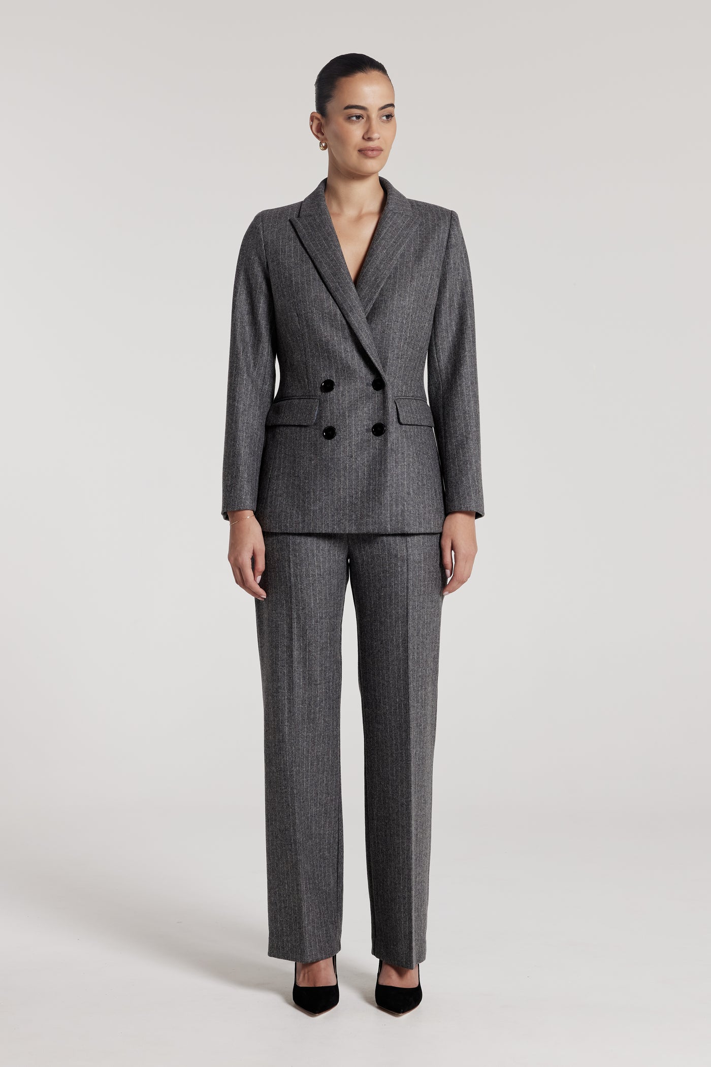 Ava Pinstripe Jacket - Charcoal-Perri Cutten