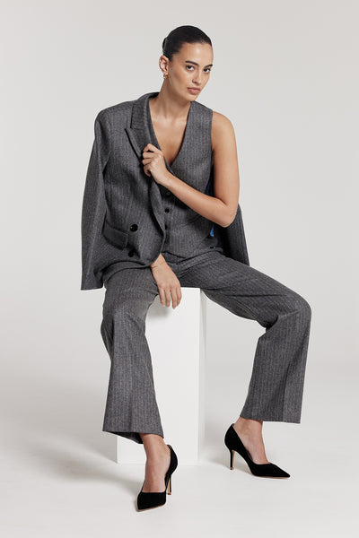 Ava Pinstripe Jacket - Charcoal-Perri Cutten