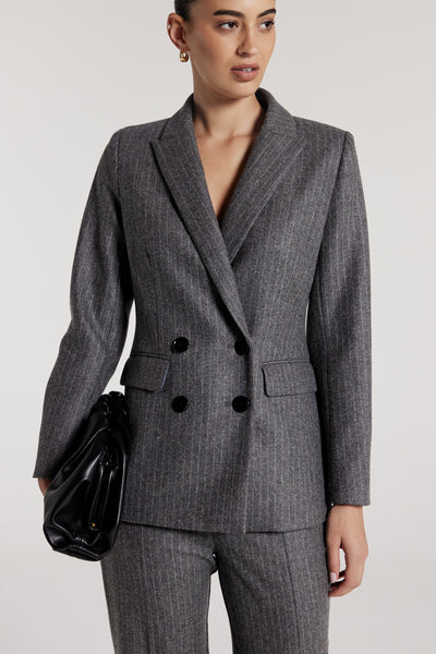 Ava Pinstripe Jacket - Charcoal-Perri Cutten