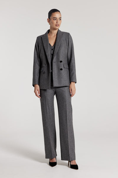 Ava Pinstripe Jacket - Charcoal-Perri Cutten