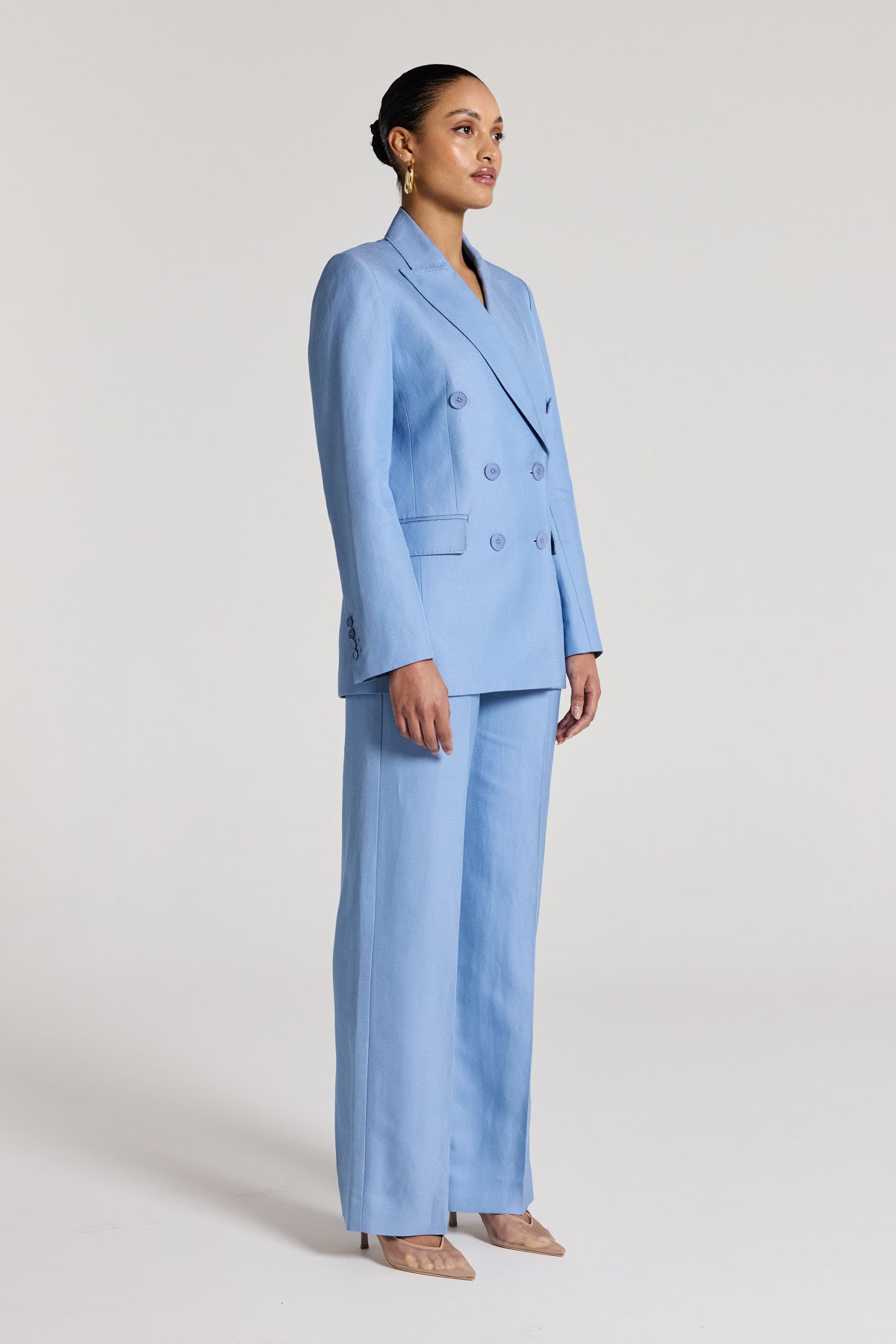 Lea Linen Jacket - Powder Blue-Perri Cutten