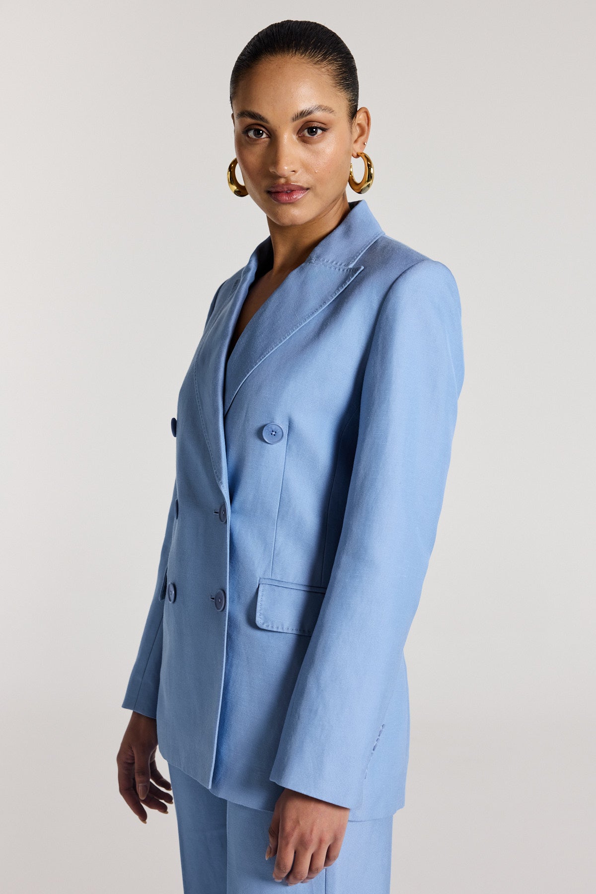 Lea Linen Jacket - Powder Blue-Perri Cutten