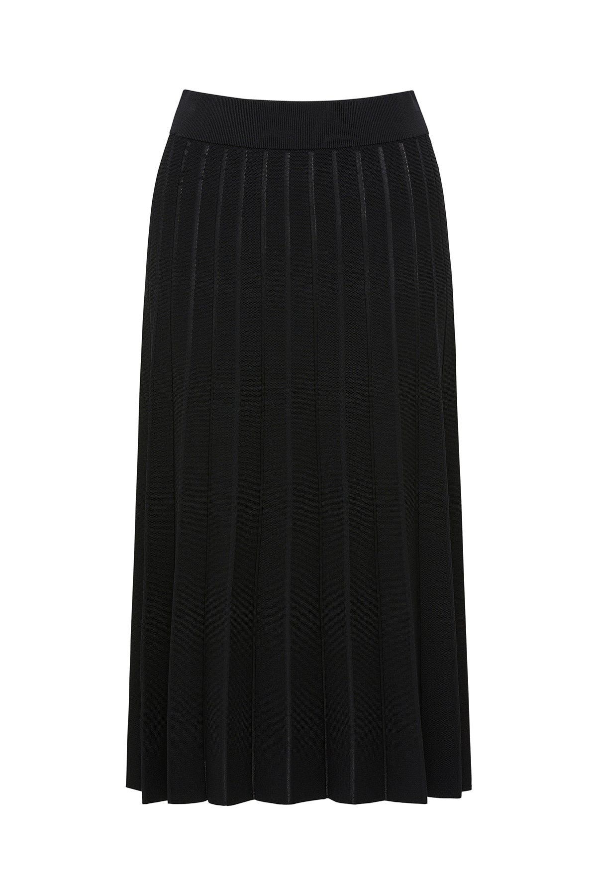 Crepe Pleat Knit Skirt - Black-Perri Cutten