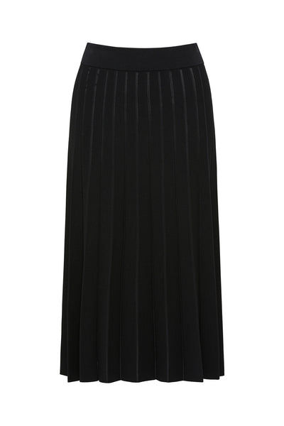 Crepe Pleat Knit Skirt - Black-Perri Cutten