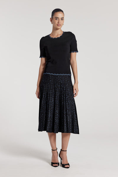 Calista Metallic Skirt - Black/Blue-Perri Cutten