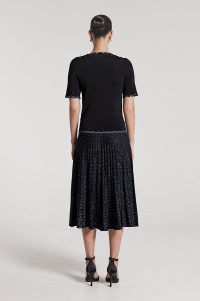 Calista Metallic Skirt - Black/Blue-Perri Cutten