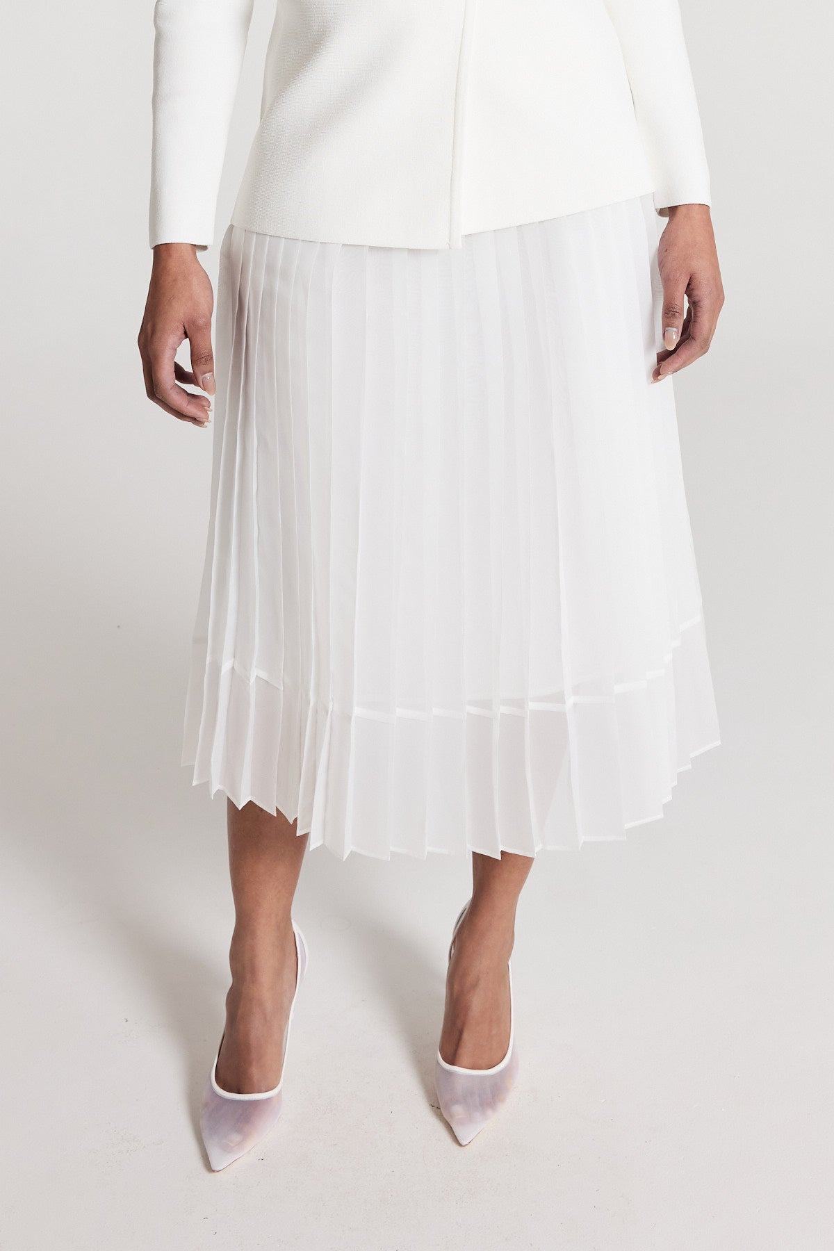 Stella Pleat Skirt - White-Perri Cutten