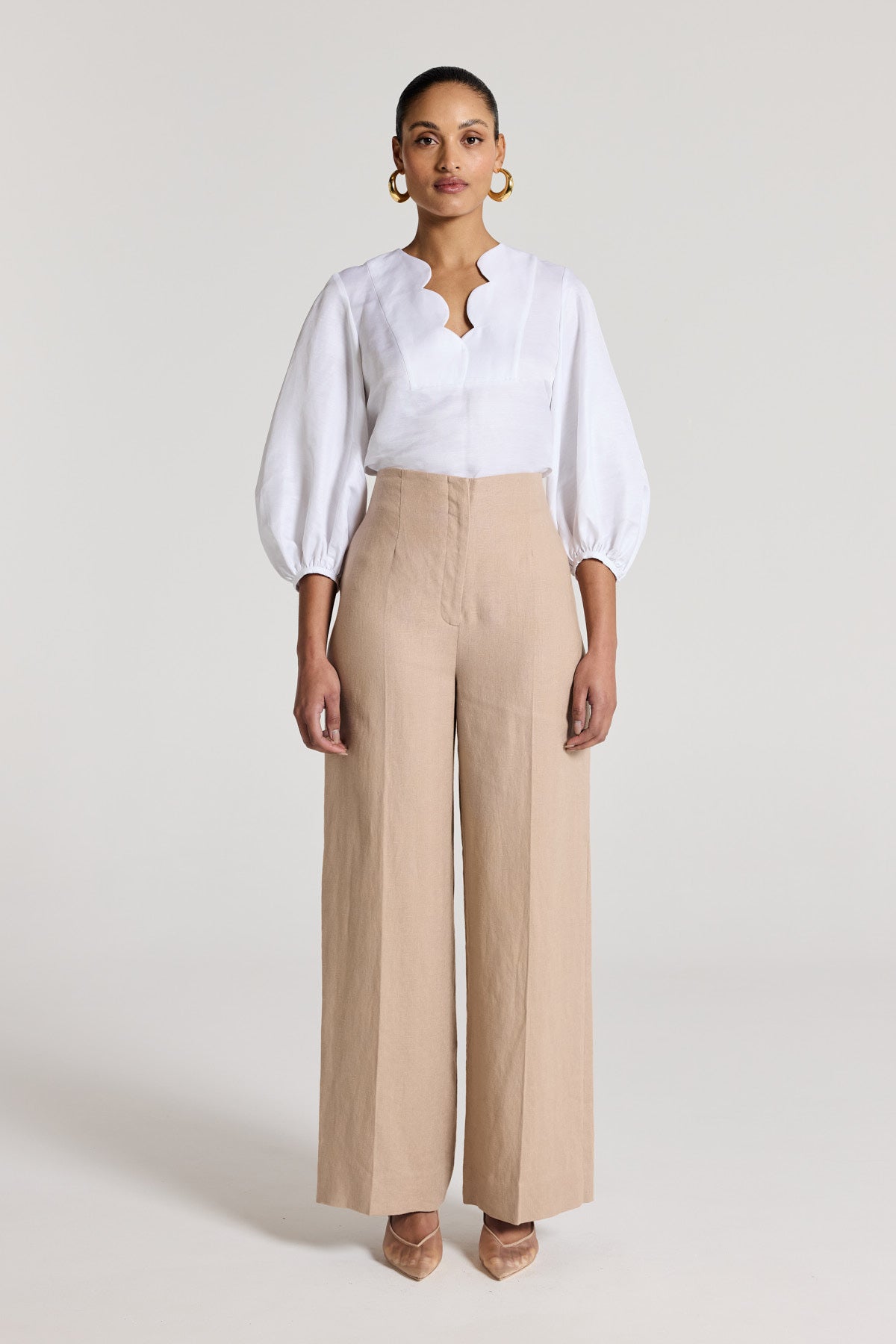 Nora Linen Pant - Stone-Perri Cutten