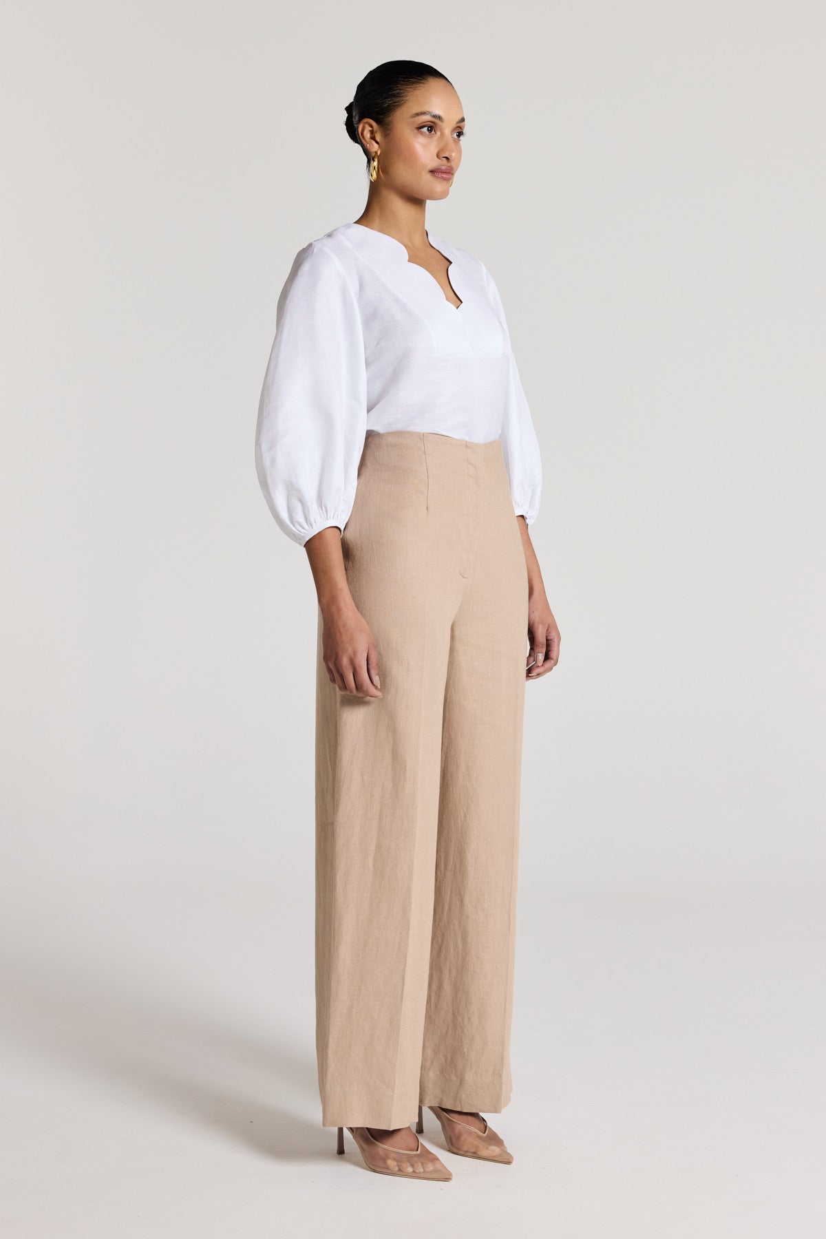 Nora Linen Pant - Stone-Perri Cutten