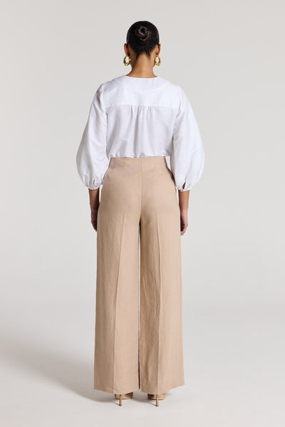 Nora Linen Pant - Stone-Perri Cutten