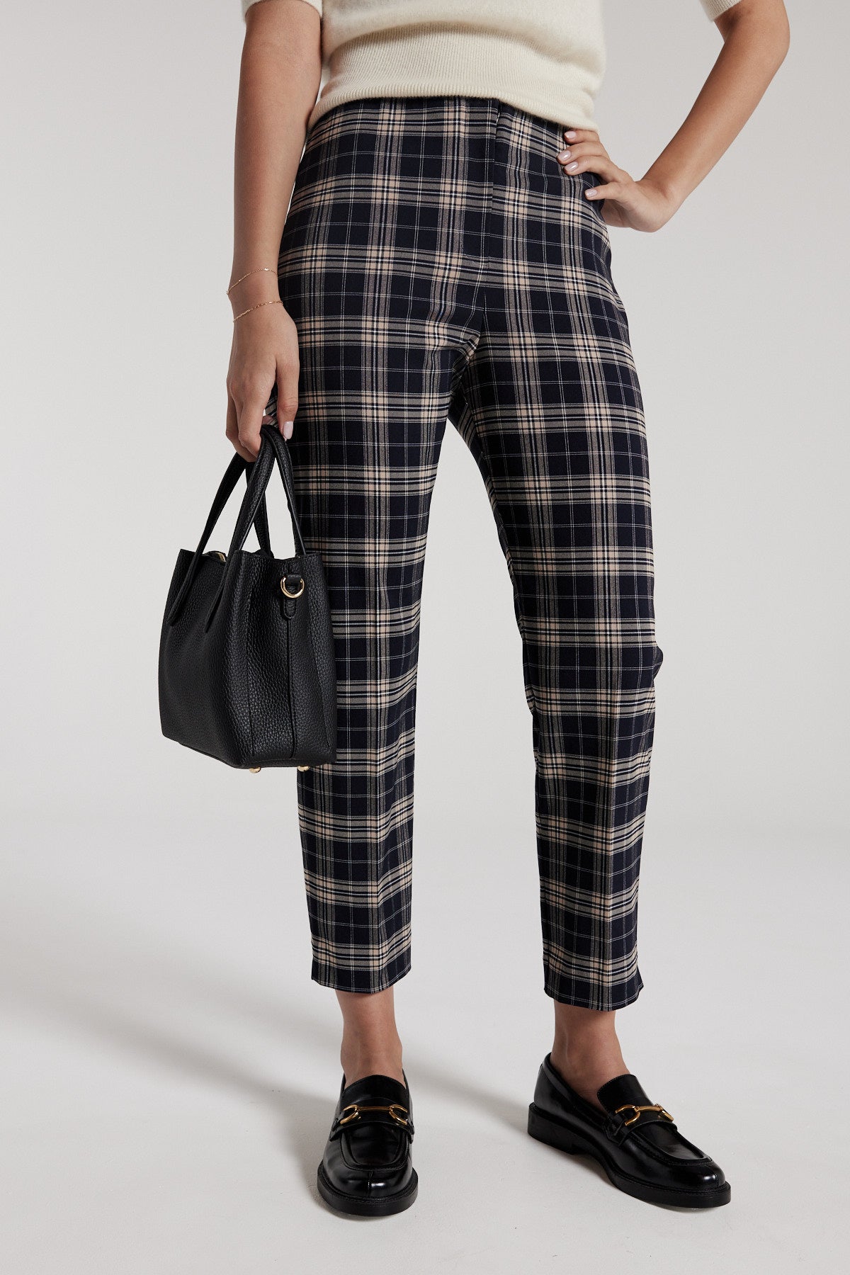 Roman Check Pant - Camel/Navy-Perri Cutten