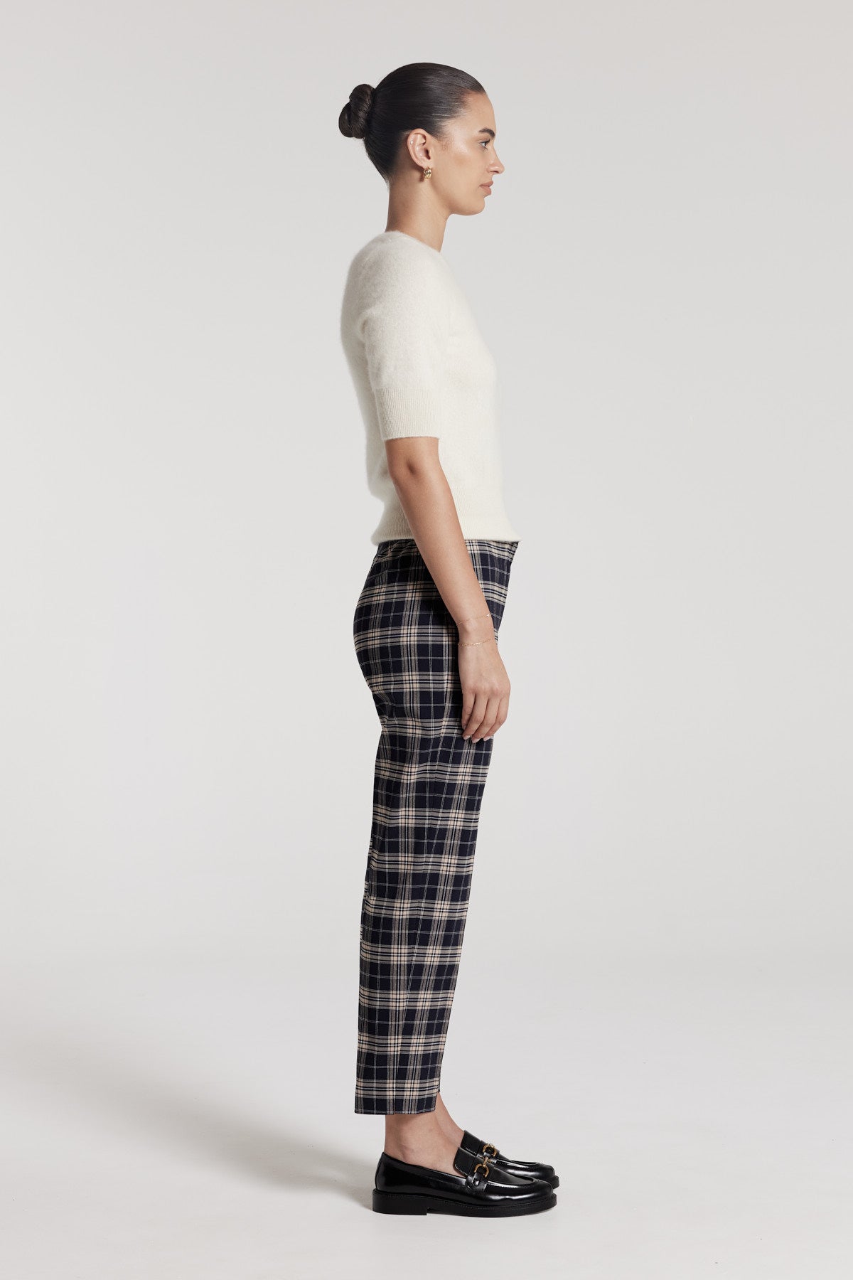 Roman Check Pant - Camel/Navy-Perri Cutten