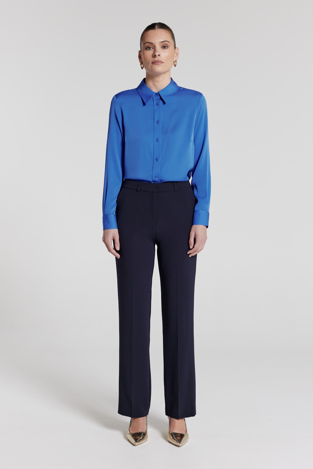 Luisa Silk Shirt - Blue-Perri Cutten