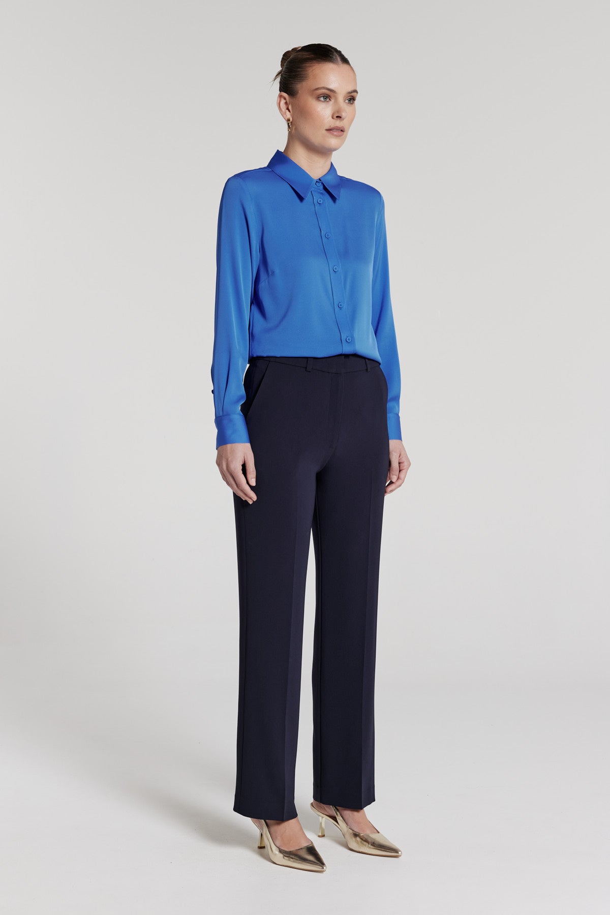 Luisa Silk Shirt - Blue-Perri Cutten