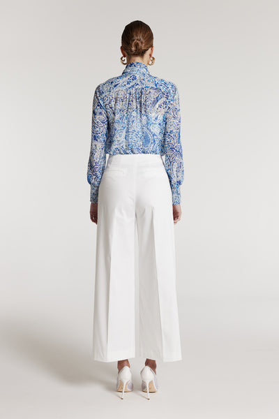 Iris Silk Shirt - Blue Print-Perri Cutten