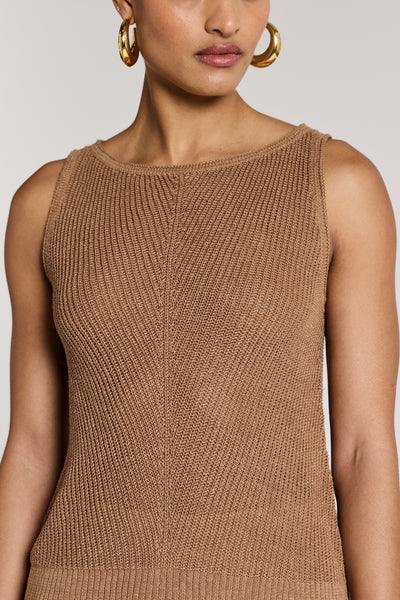 Billie Linen Knit Tank - Stone-Perri Cutten