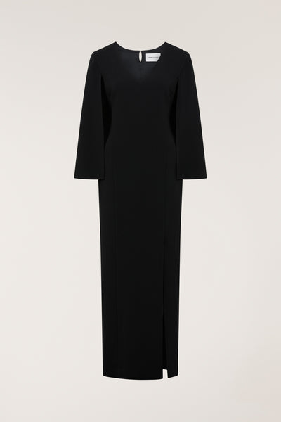 Cape Sleeve Gown - Black-Perri Cutten