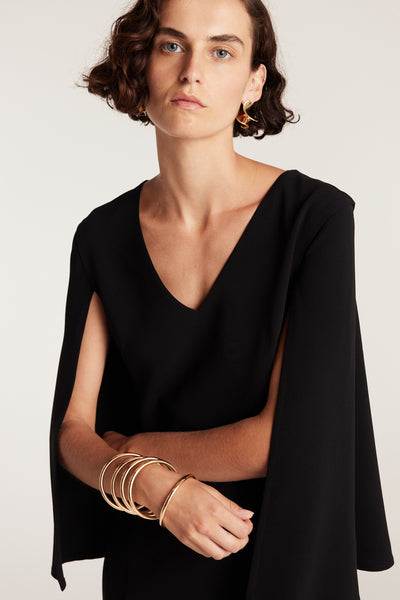 Cape Sleeve Gown - Black-Perri Cutten