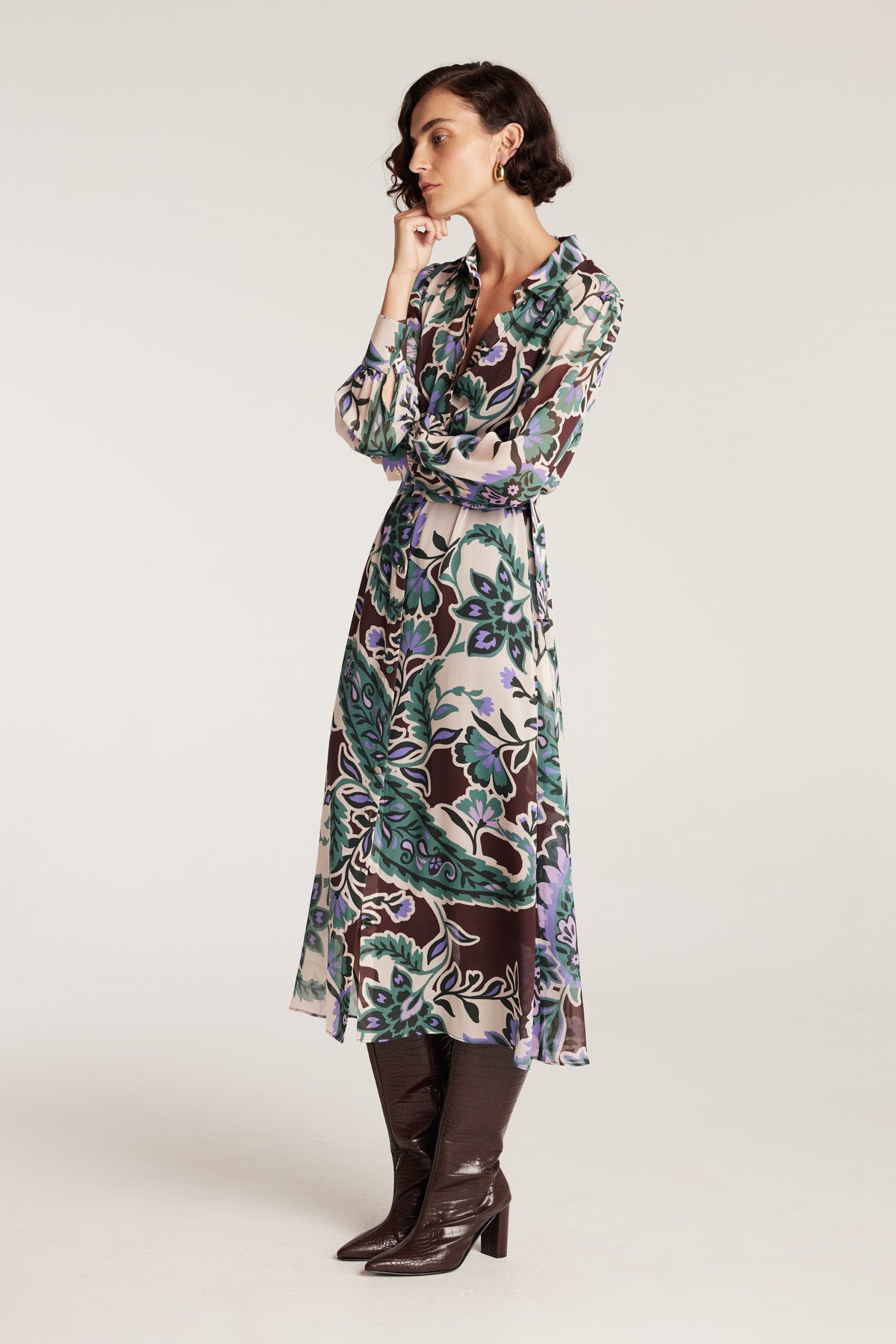 Ines Silk Shirtmaker Dress - Paisley-Perri Cutten