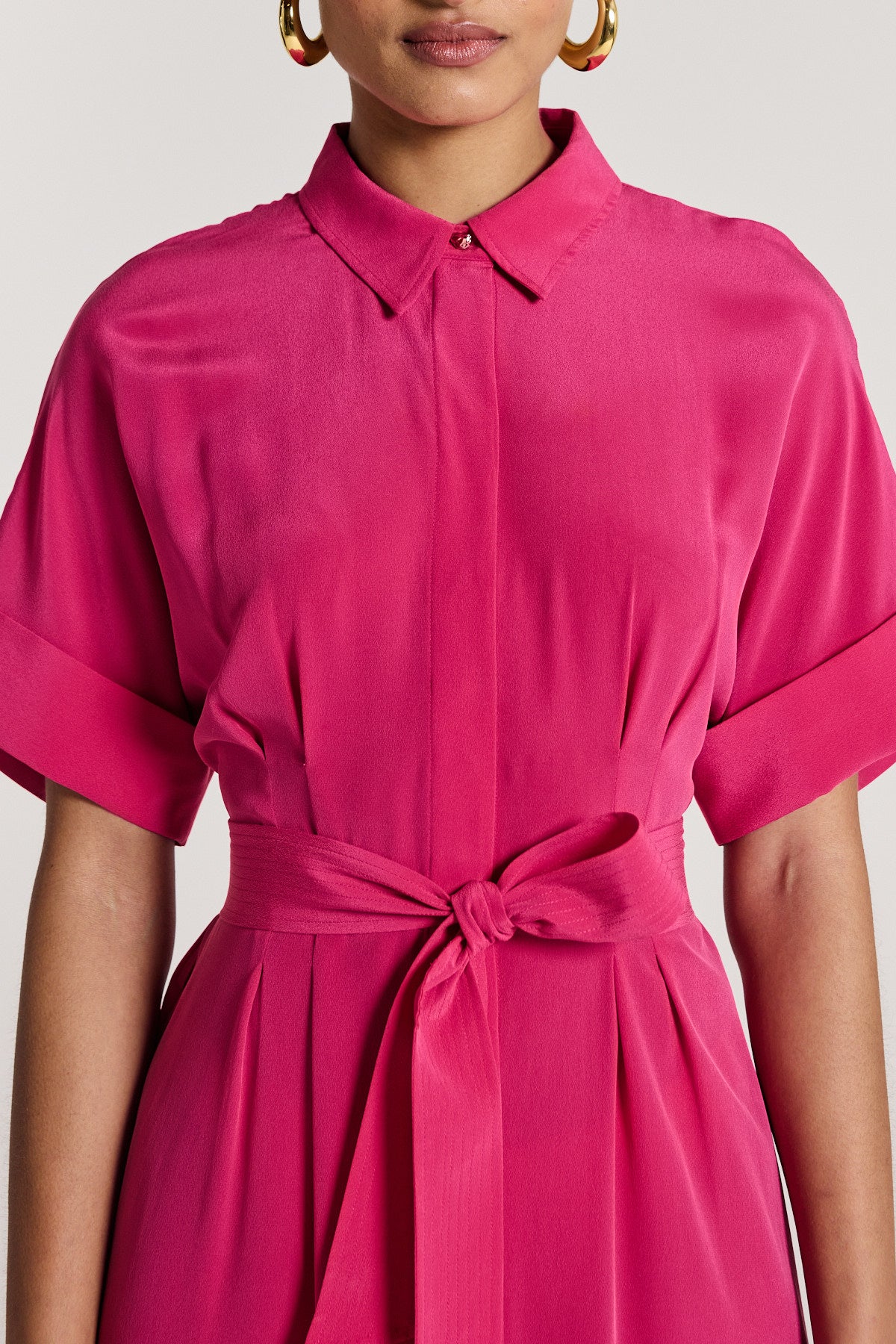 Clara Silk Shirtmaker Dress - Pink-Perri Cutten