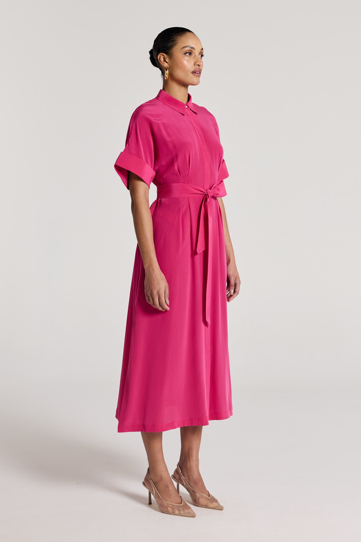 Clara Silk Shirtmaker Dress - Pink-Perri Cutten