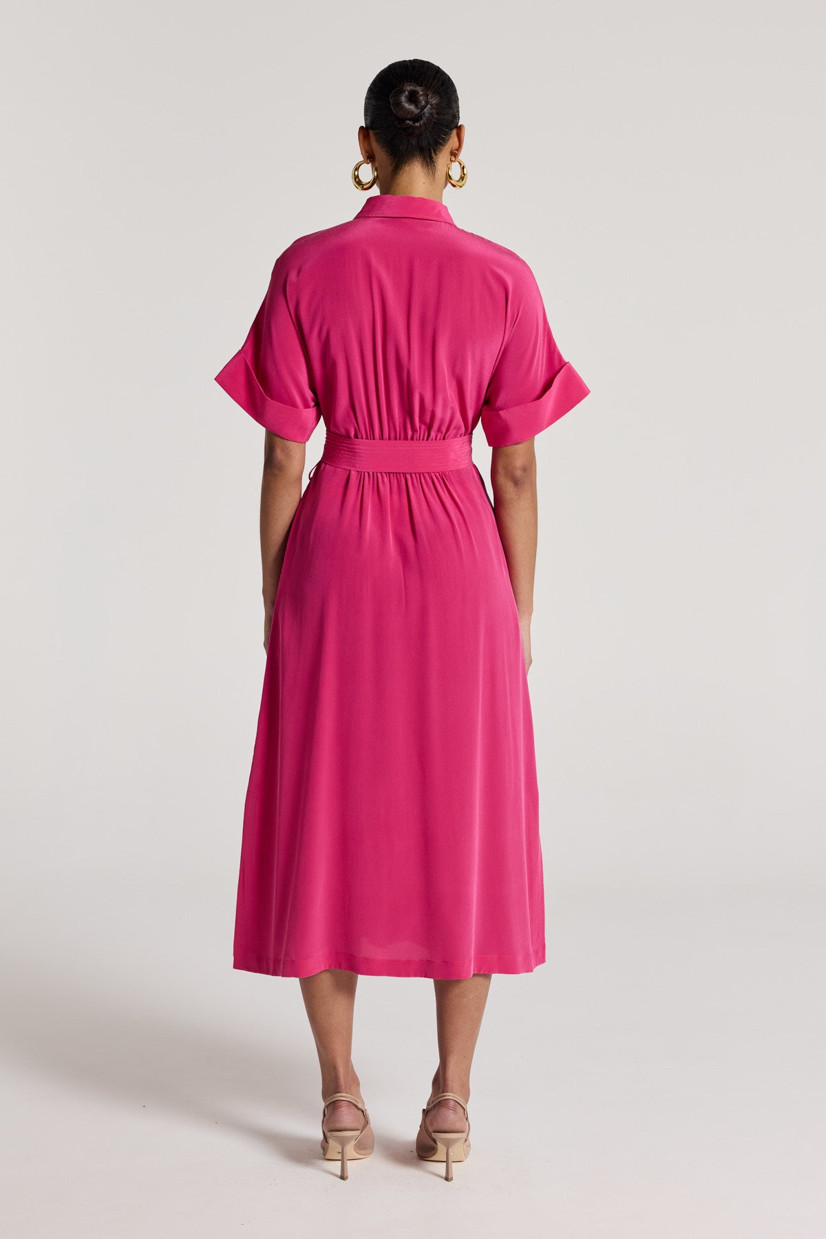 Clara Silk Shirtmaker Dress - Pink-Perri Cutten