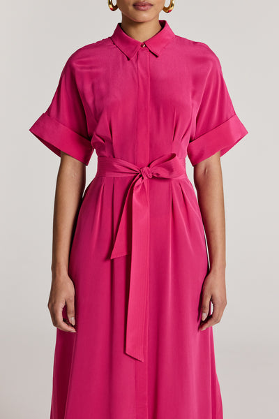 Clara Silk Shirtmaker Dress - Pink-Perri Cutten