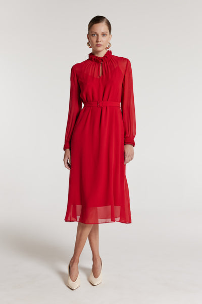 Abigail Silk Dress - Red-Perri Cutten