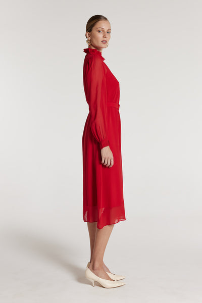 Abigail Silk Dress - Red-Perri Cutten