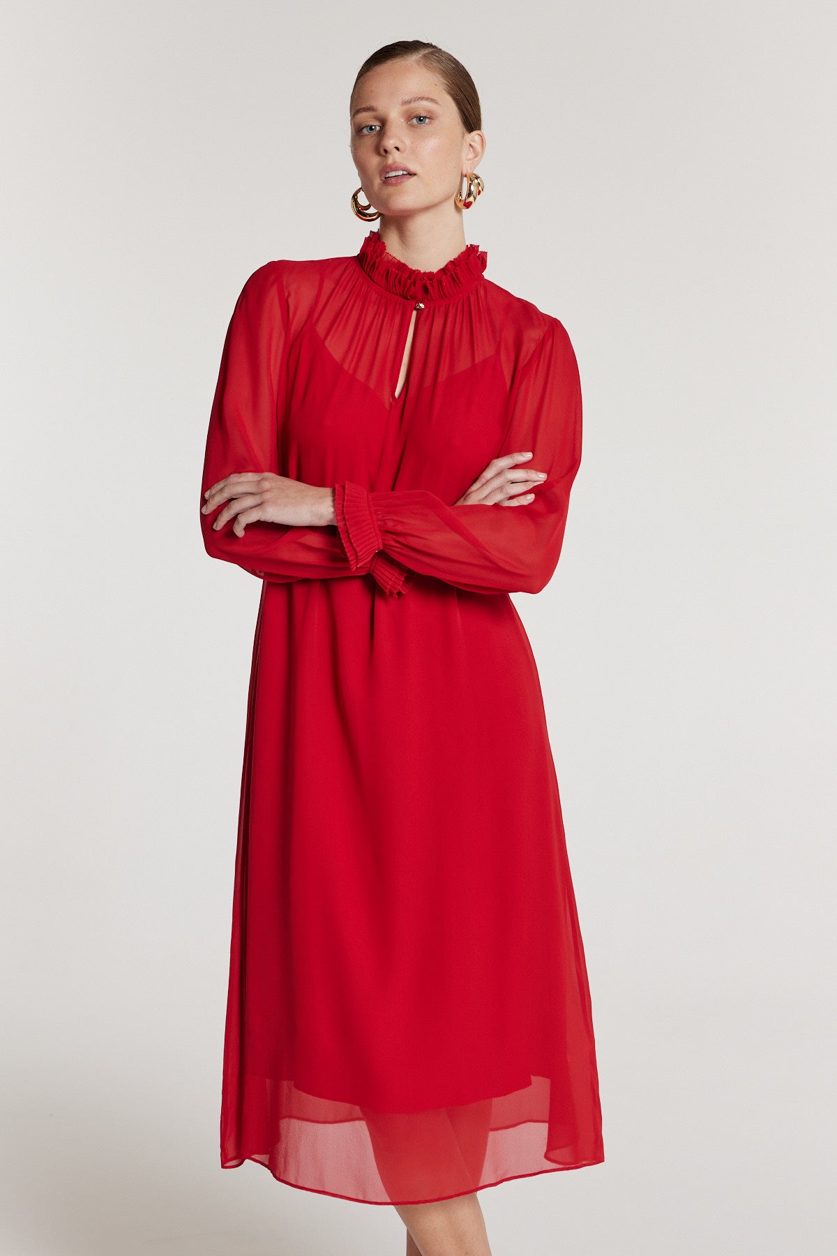 Abigail Silk Dress - Red-Perri Cutten