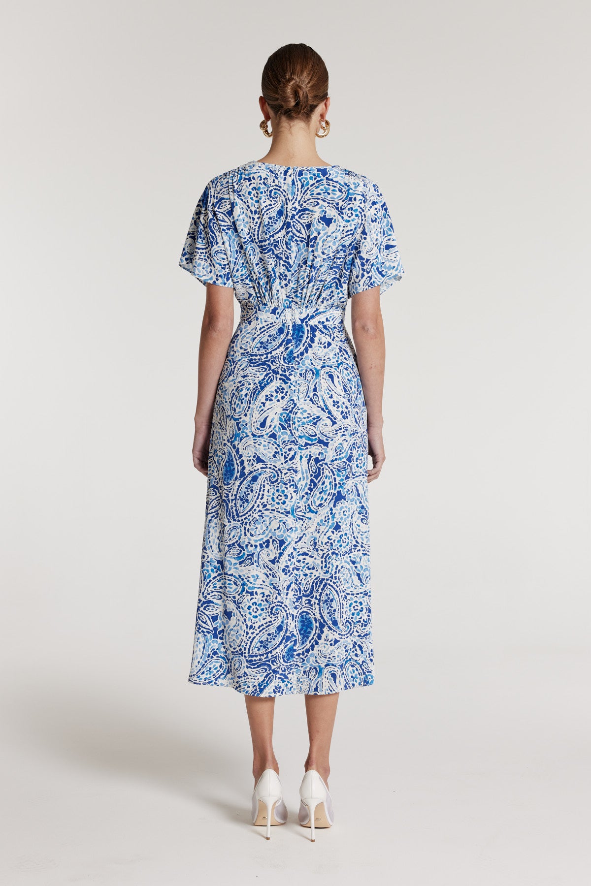 Iris Silk Dress - Blue Print-Perri Cutten