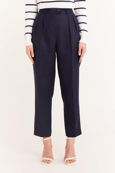 Taomina Linen Pant - Navy-Perri Cutten