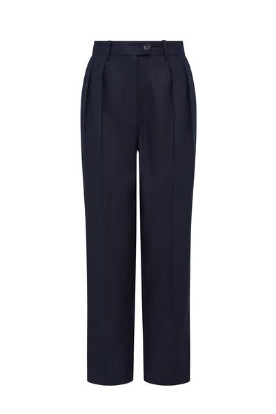 Taomina Linen Pant - Navy-Perri Cutten