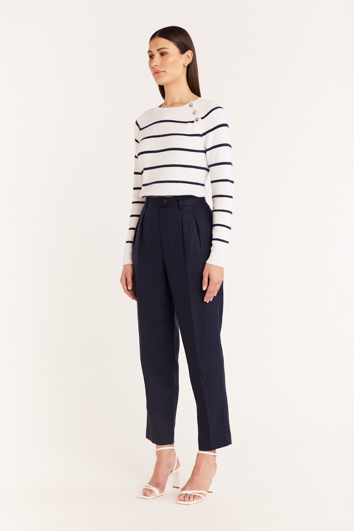 Taomina Linen Pant - Navy-Perri Cutten