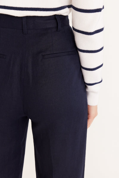 Taomina Linen Pant - Navy-Perri Cutten