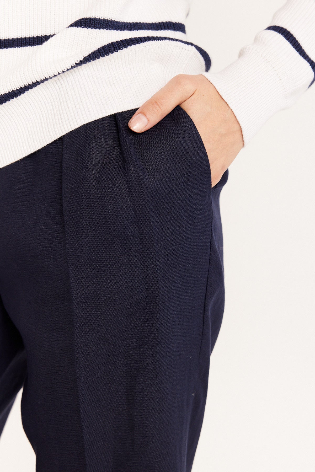 Taomina Linen Pant - Navy-Perri Cutten