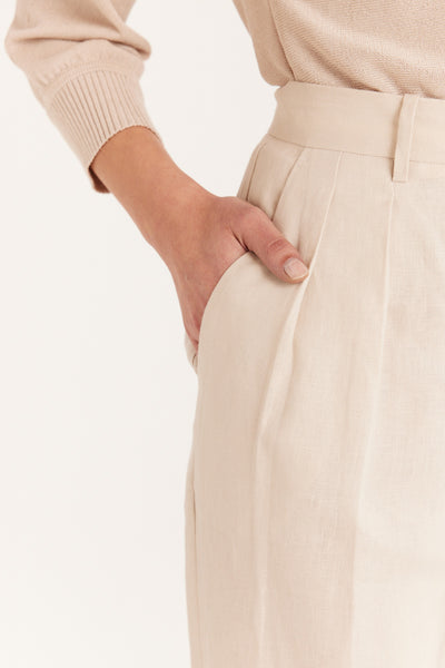 Taomina Linen Pant - Pumice-Perri Cutten