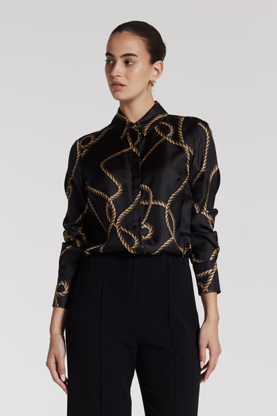 Brigitte Silk Shirt - Black/Gold-Perri Cutten