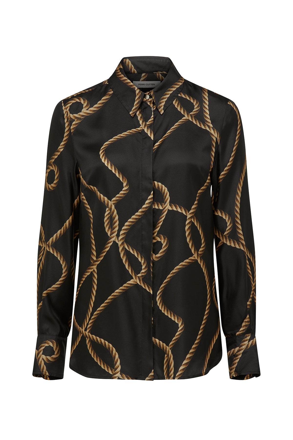 Brigitte Silk Shirt - Black/Gold-Perri Cutten