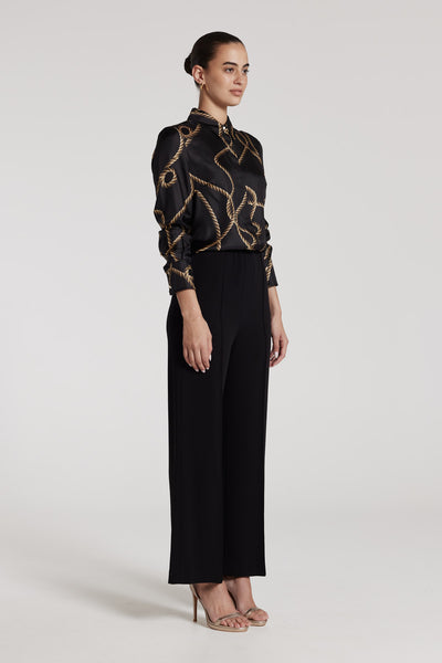 Brigitte Silk Shirt - Black/Gold-Perri Cutten