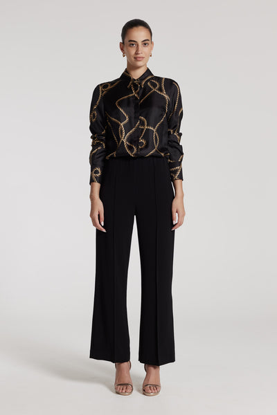 Brigitte Silk Shirt - Black/Gold-Perri Cutten