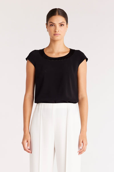 Lina Satin Trim Top - Black-Perri Cutten