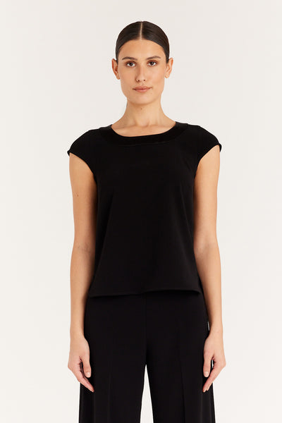 Lina Satin Trim Top - Black-Perri Cutten