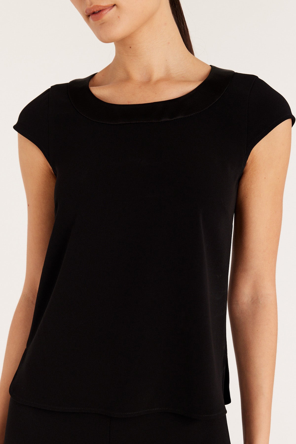 Lina Satin Trim Top - Black-Perri Cutten