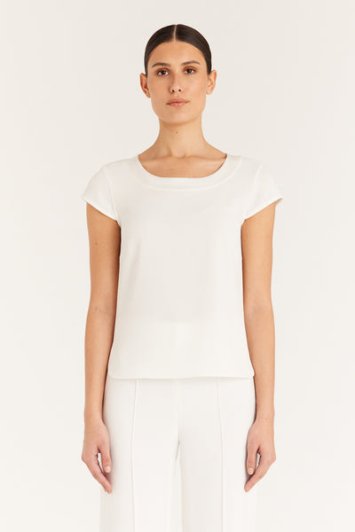 Lina Satin Trim Top - Ivory-Perri Cutten