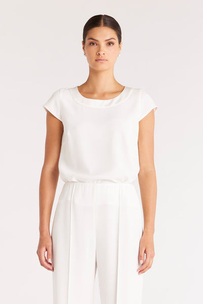 Lina Satin Trim Top - Ivory-Perri Cutten