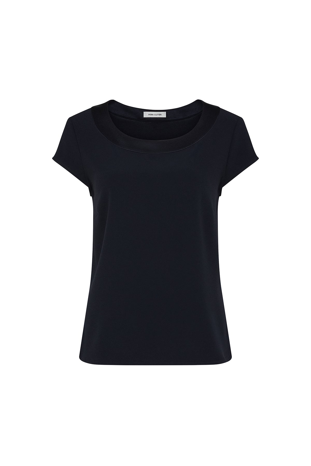 Lina Satin Trim Top - Navy-Perri Cutten