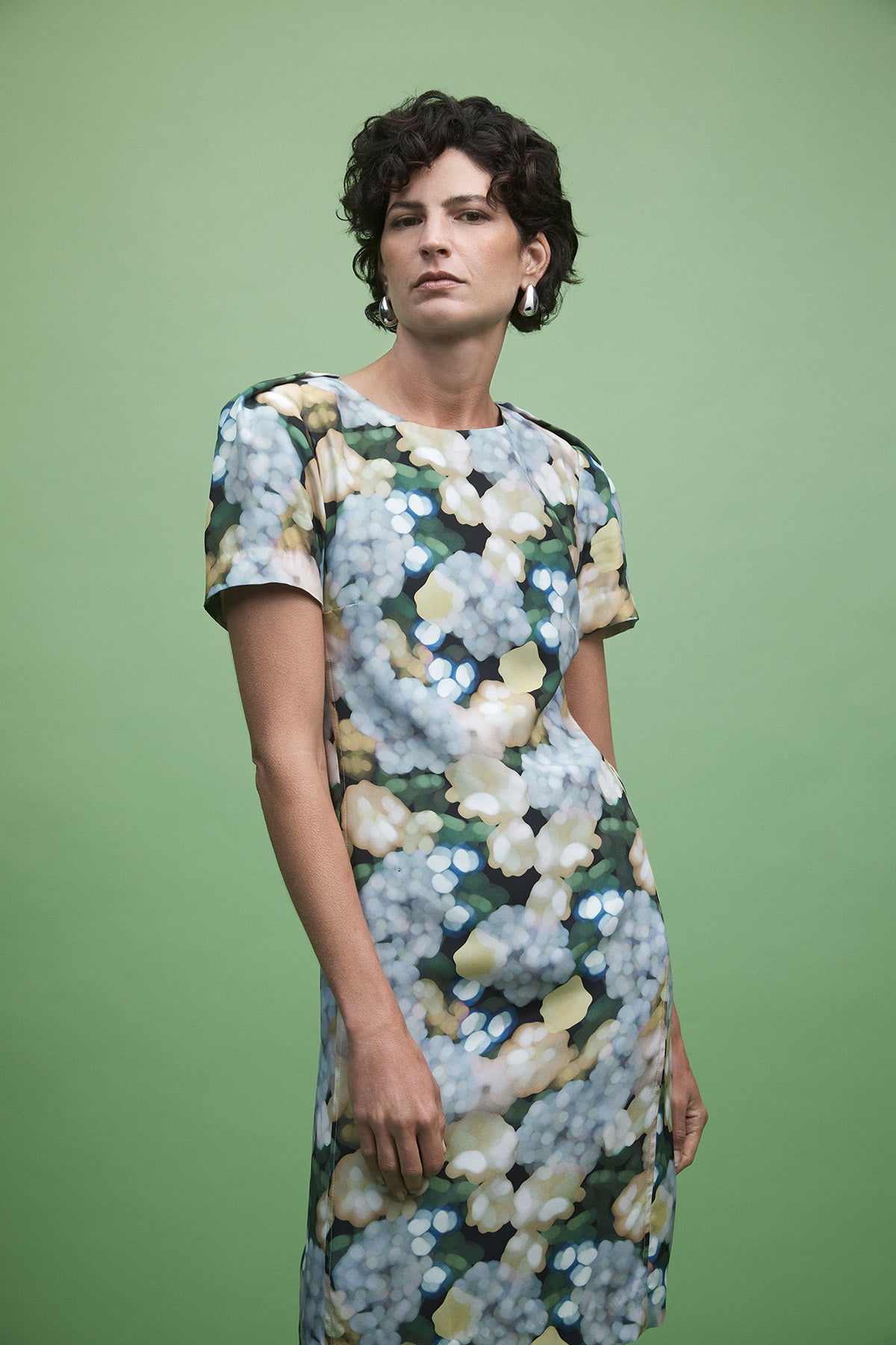 Matisse Silk Dress - Green Bloom-Perri Cutten